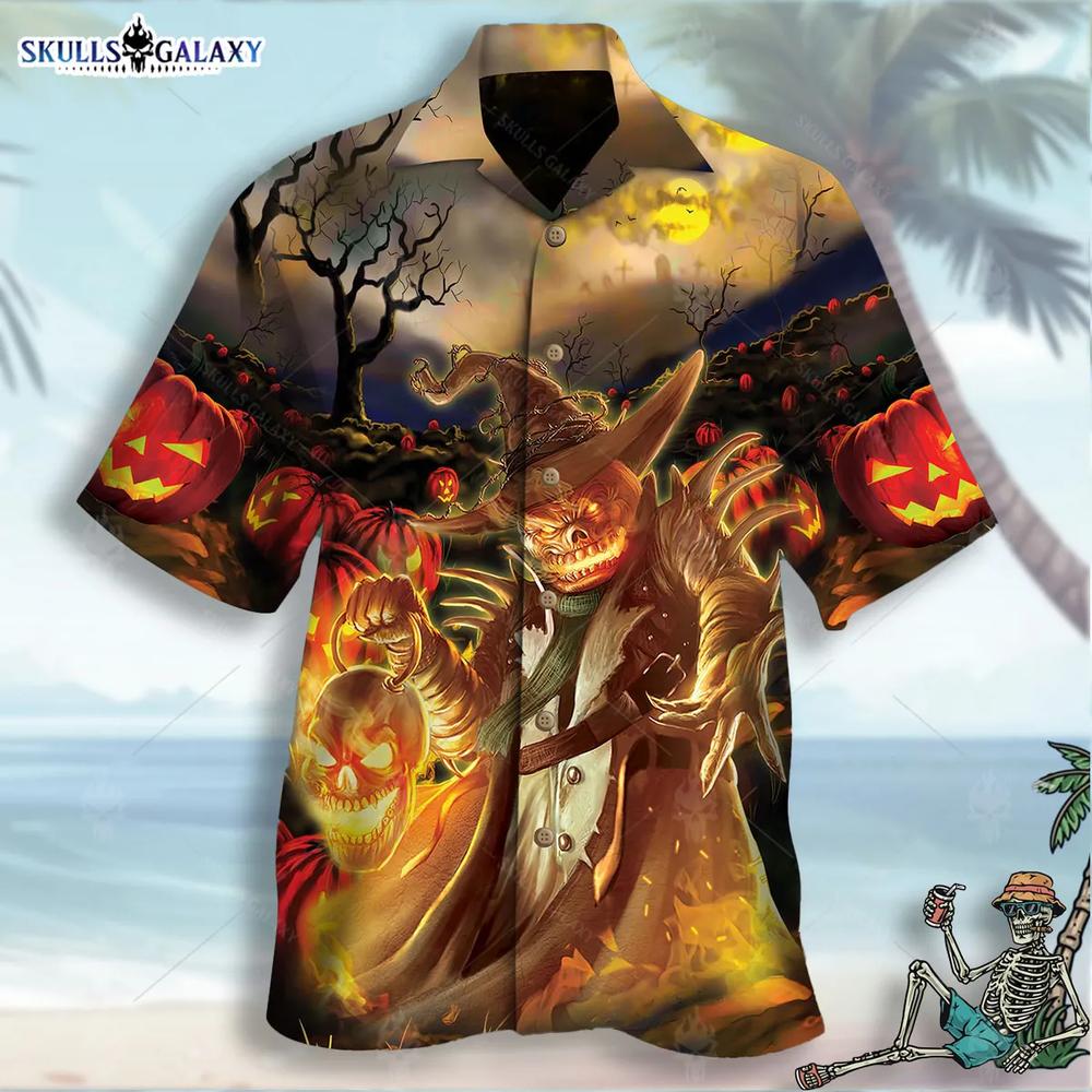 Skull Pumpkin Hawaiian Shirt For Men Women Skull Pumpkin Hawaiian Shirt For Men Women